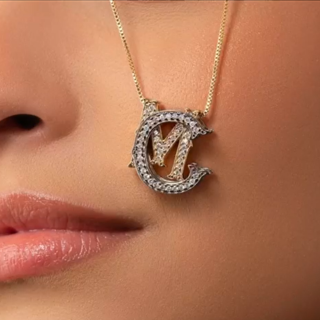 Colar personalizado 2 letras Monograma - OBS: SOB ENCOMENDA