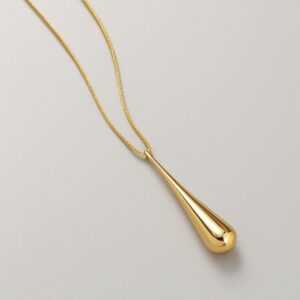 Colar Veneziana Longa com Pingente Gota Slim