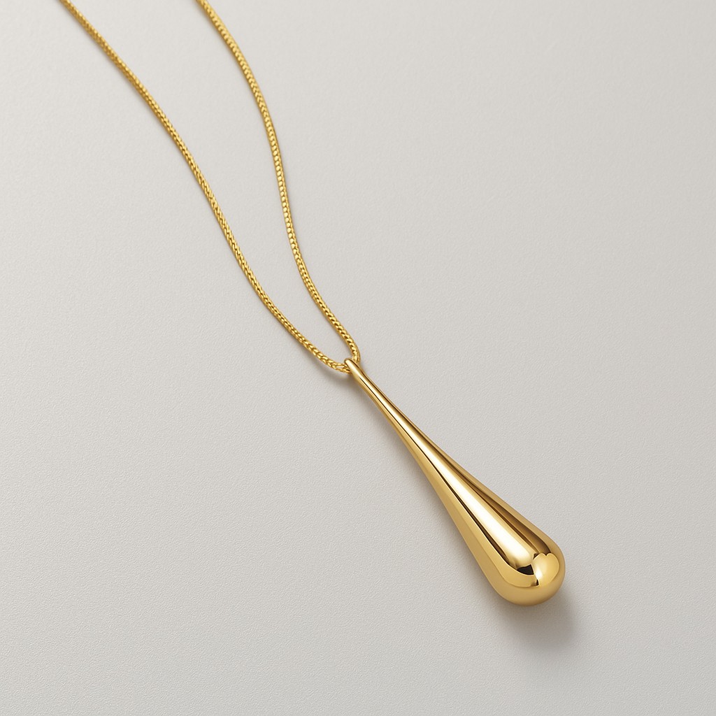 Colar Veneziana Longa com Pingente Gota Slim