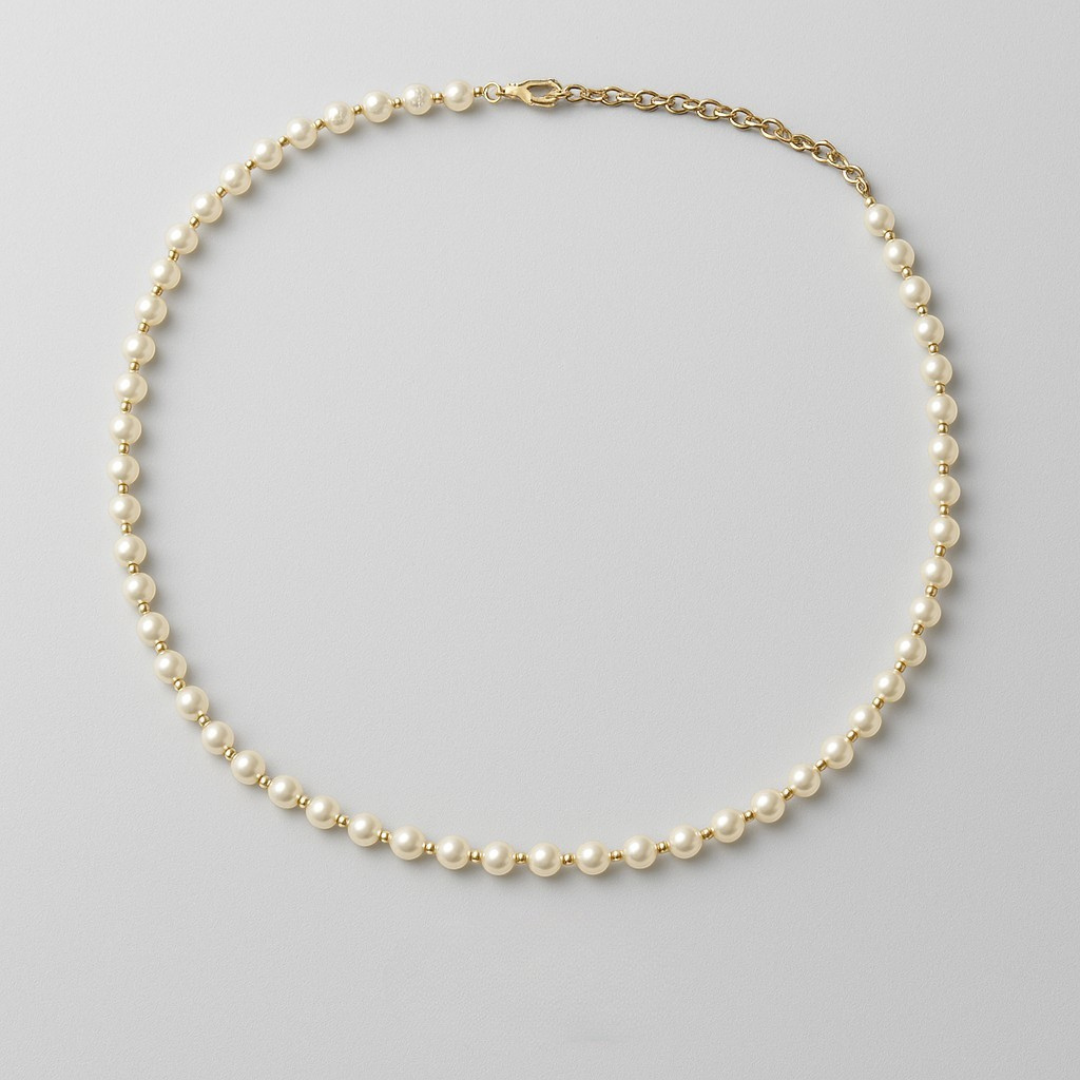 Colar Mini Pérolas Dourado Ouro 18k