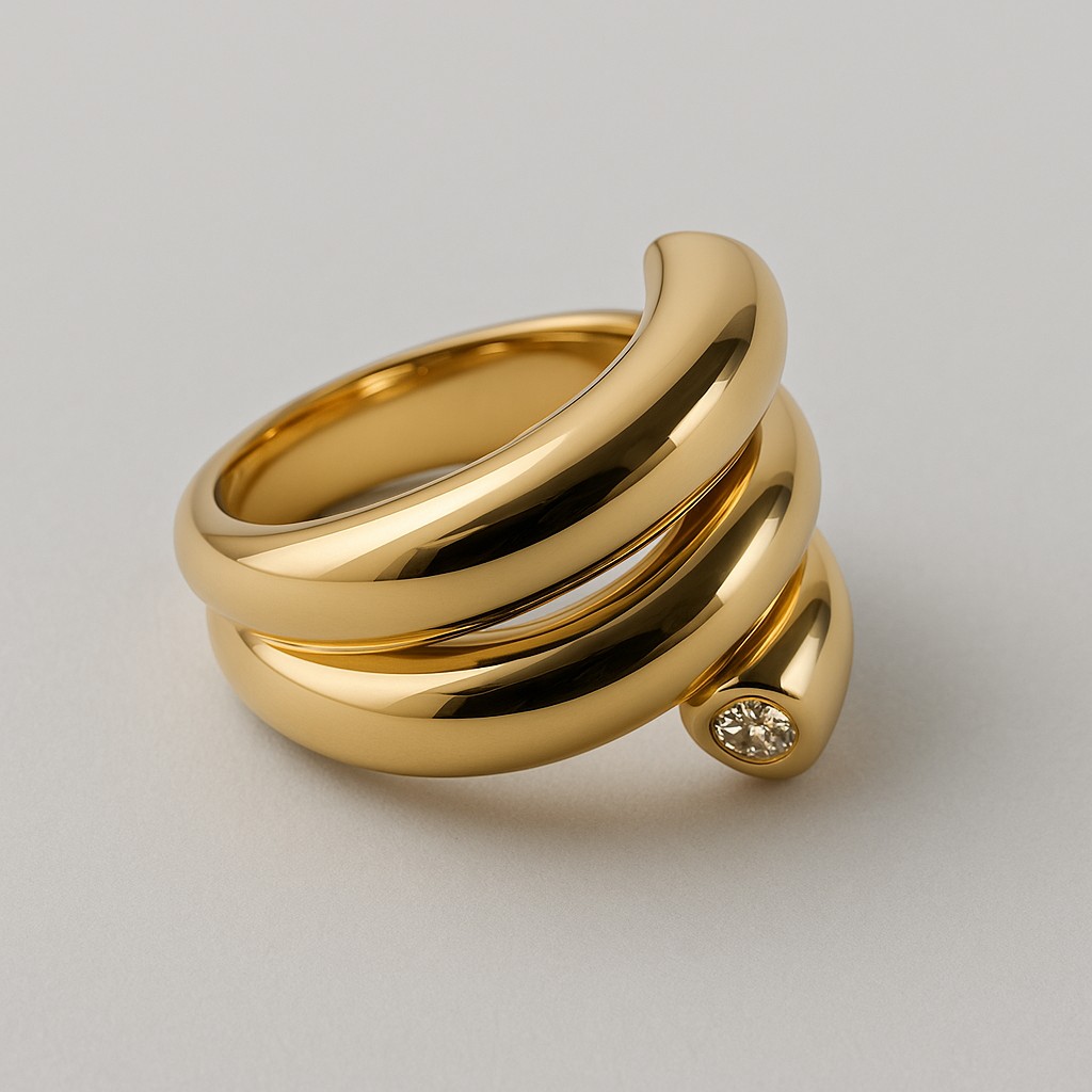 Anel Espiral com Zircônias nas Extremidades