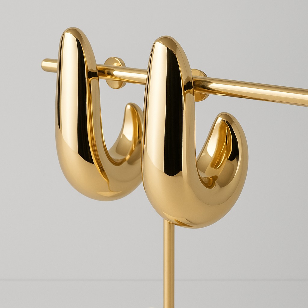 Brinco Vírgula Bold Dourado Grande