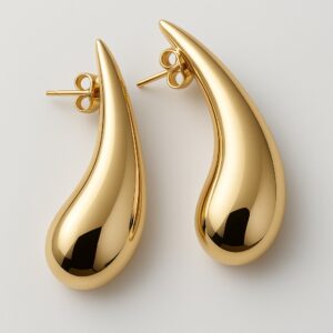 Brinco Gota Lisa Alongada Dourado