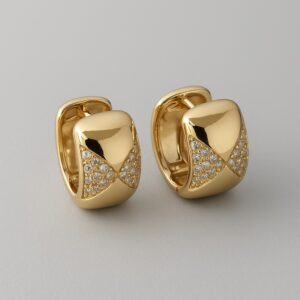 Brinco Argola Click com Detalhe Cravejado em Zircônias P