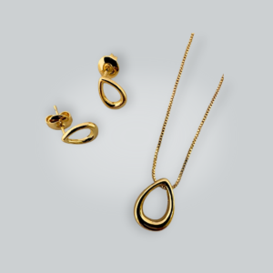 Conjunto Colar e Brinco Gota Vazada