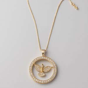 Colar com Medalha Divino Espírito Santo Cravejada