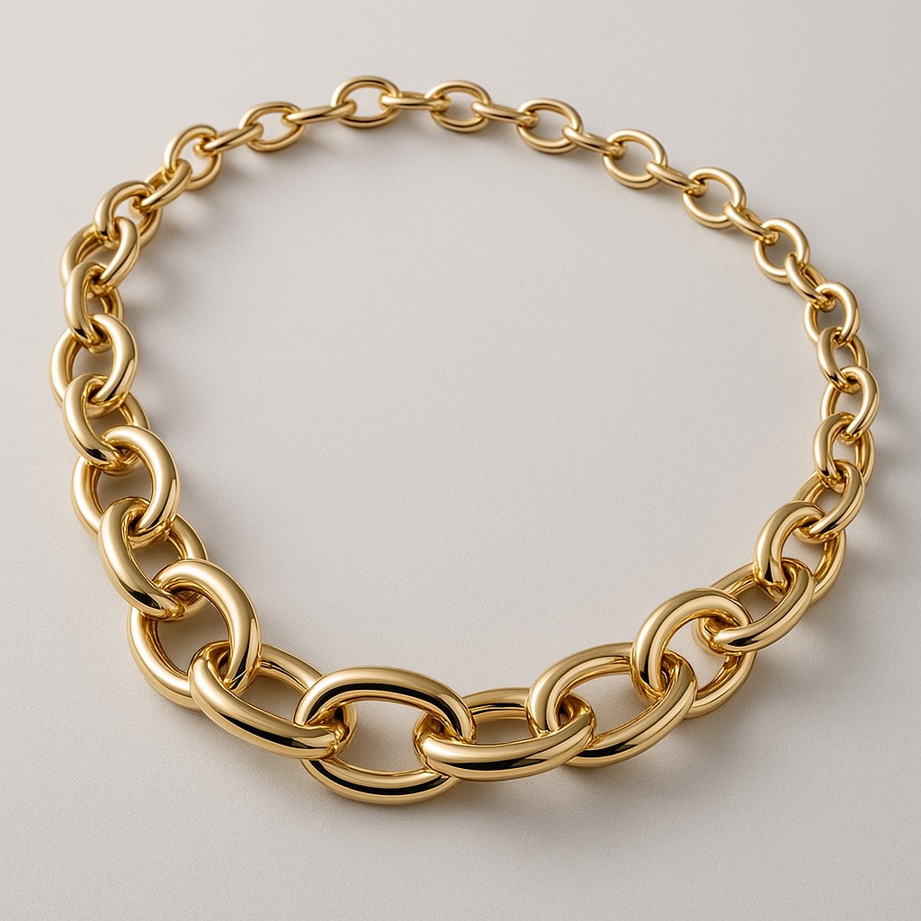 Colar de Elos Ovais Grandes Dourado