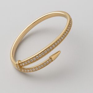 Bracelete Prego Cravejado Dourado