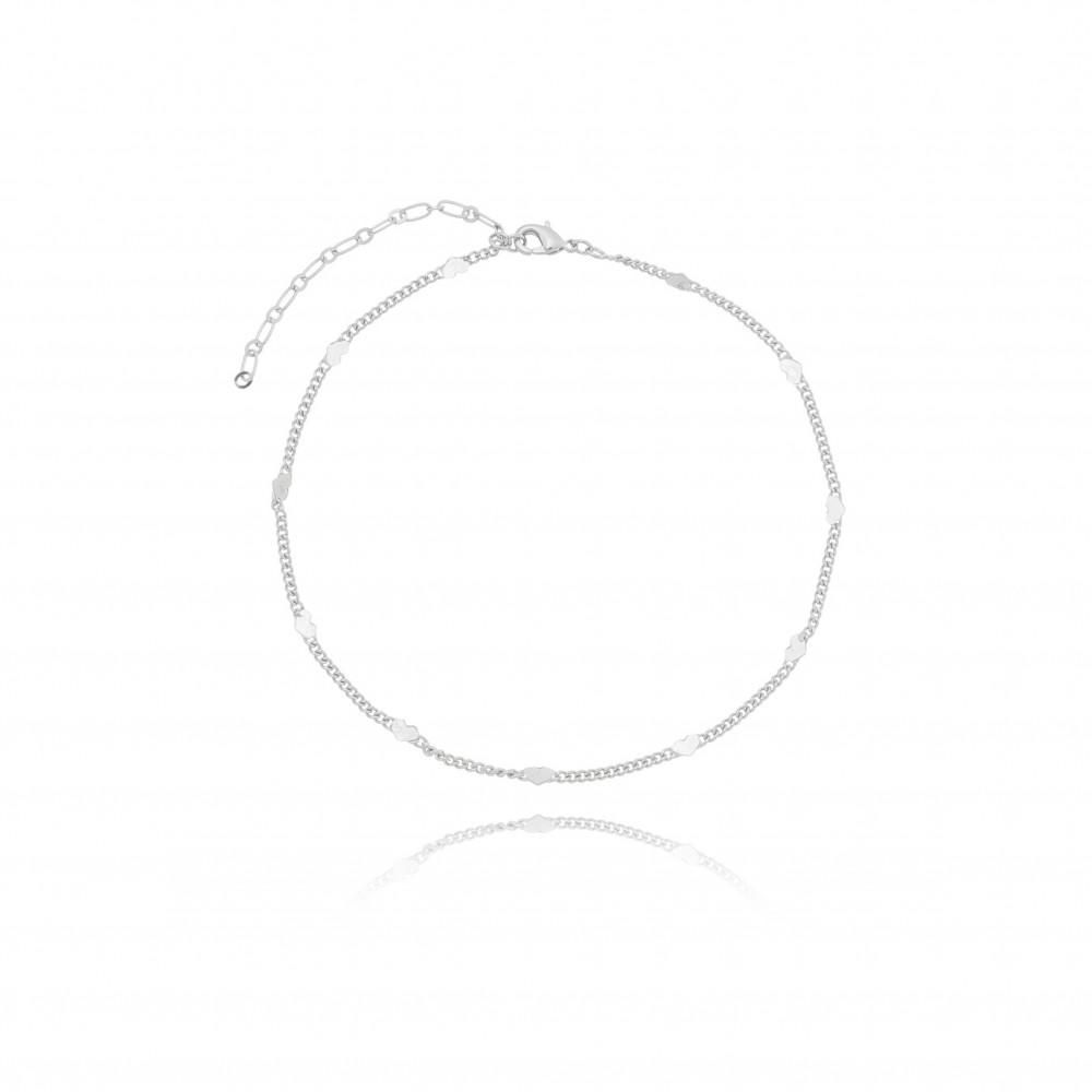 Tornozeleira Grume com Mini Corações em Ródio Branco