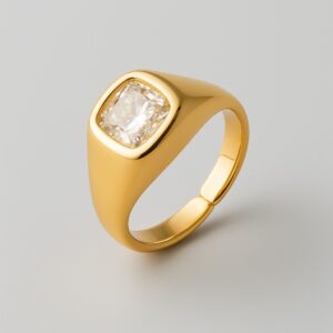 Anel Dedinho com Zircônia Quadrada Dourado