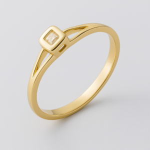 Anel Slim Duplo com Ponto de Luz Quadrado Dourado