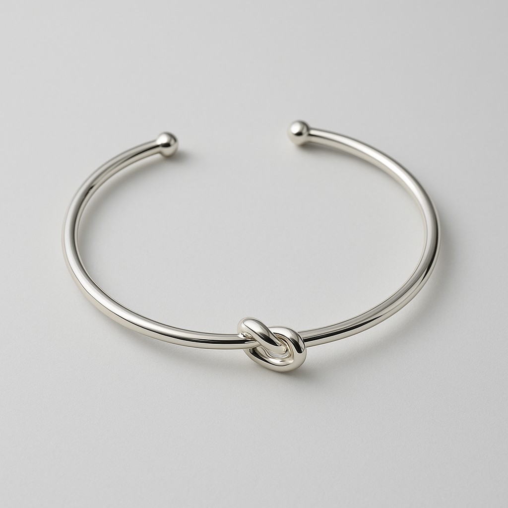 Bracelete Nó Ajustável em Ródio Branco