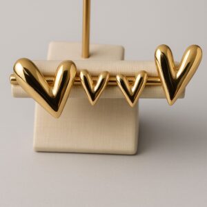 Brinco Dupla Coração V Dourado
