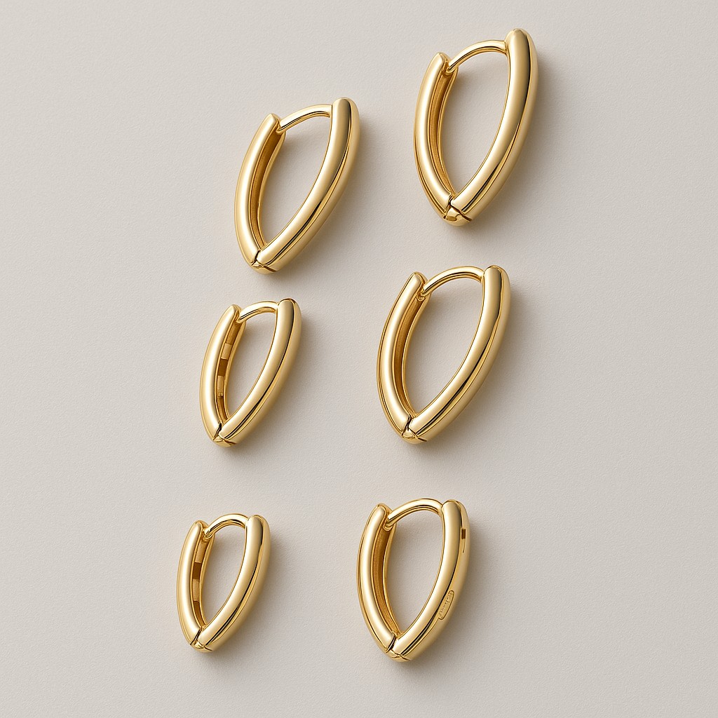 Trio de Argolas Pontiagudas Douradas