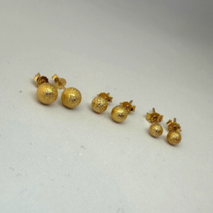 Trio de Brincos Esferas Foscas Douradas