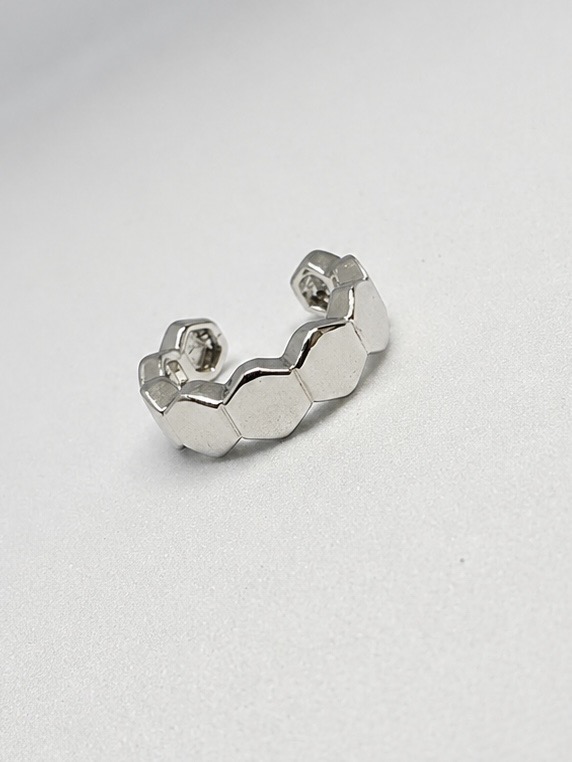 Piercing Fake Sextavado Liso Ródio Branco (individual)