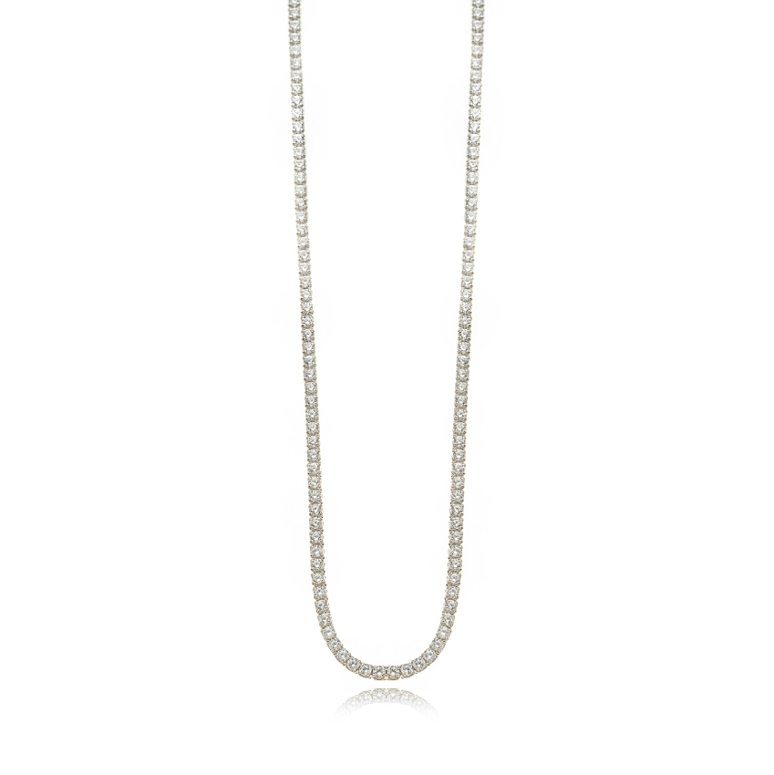 Choker Riviera 2mm em Ródio Branco