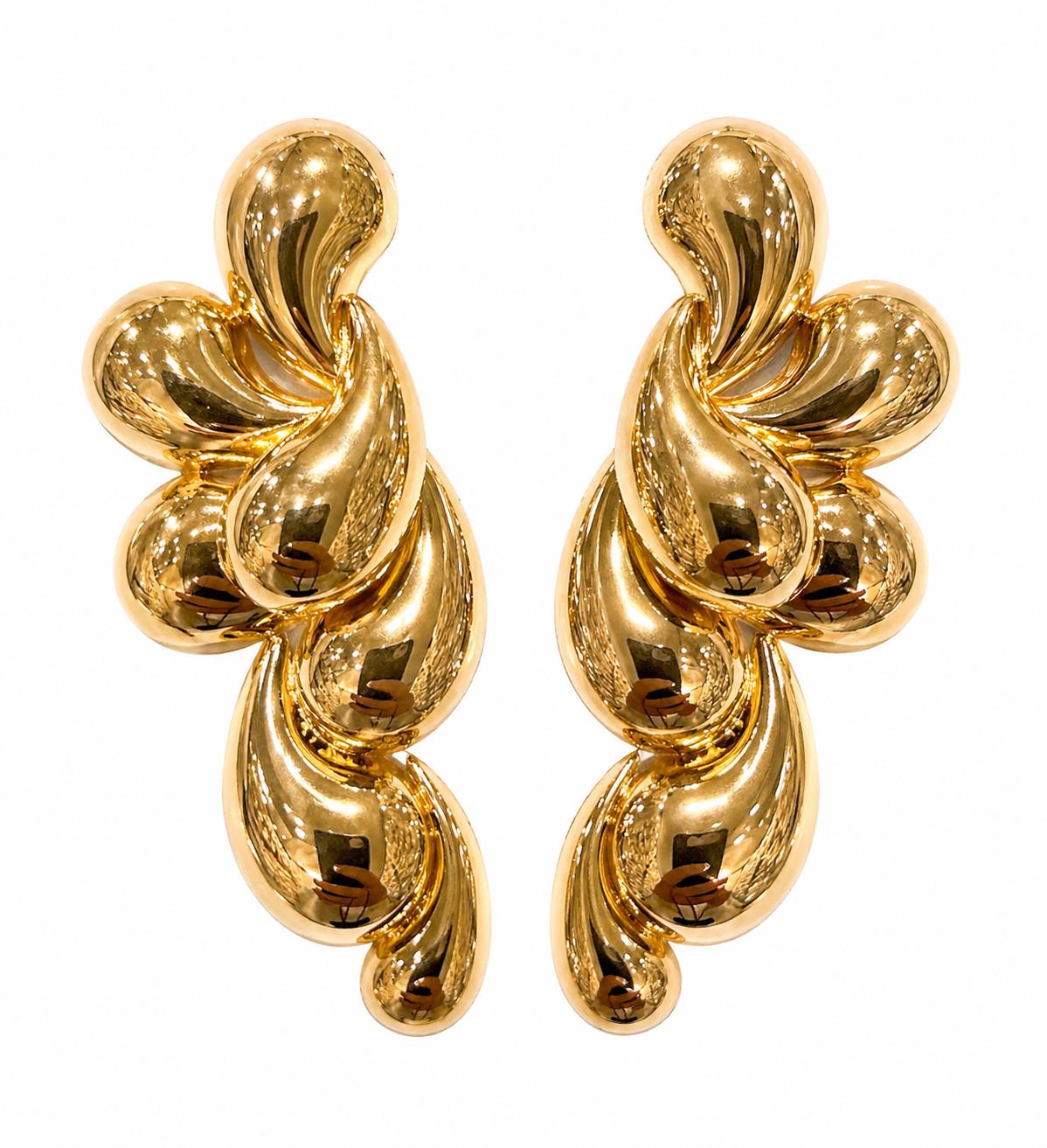 Brinco gotas sobrepostas Banhado a Ouro 18k