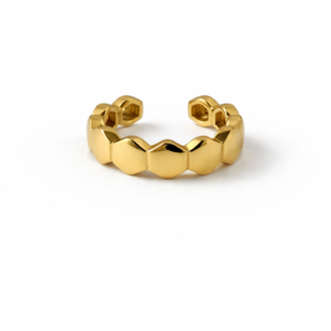 Piercing Fake Sextavado Liso Dourado 18K