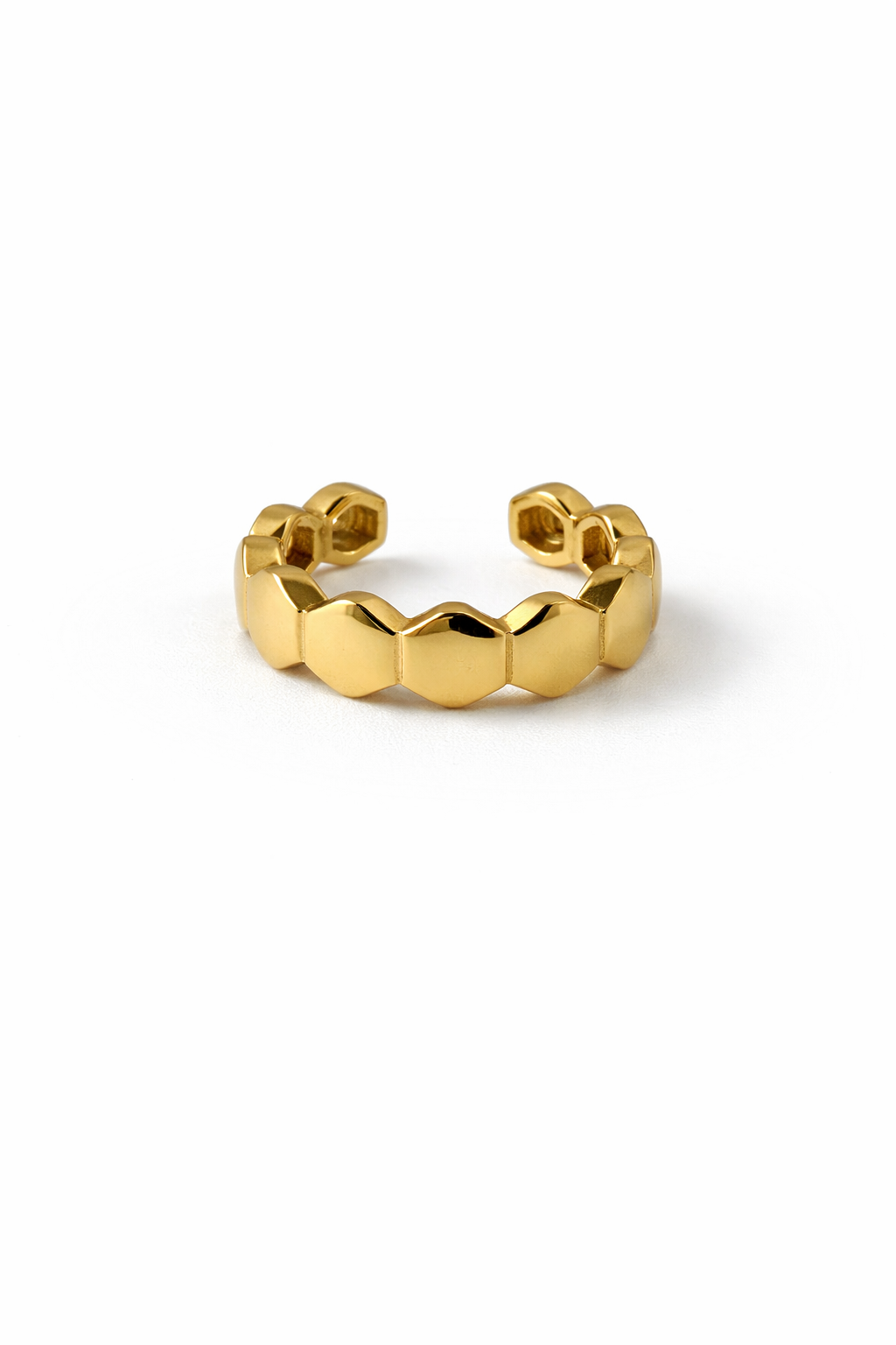 Piercing Fake Sextavado Liso Dourado 18K