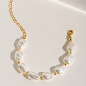 Pulseira Pérolas Barrocas Banhada a ouro 18k