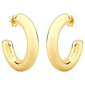 Argola Tubo Média Banhada a Ouro 18k