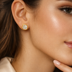 Brinco Ponto de Luz 7mm Dourado Ouro 18k