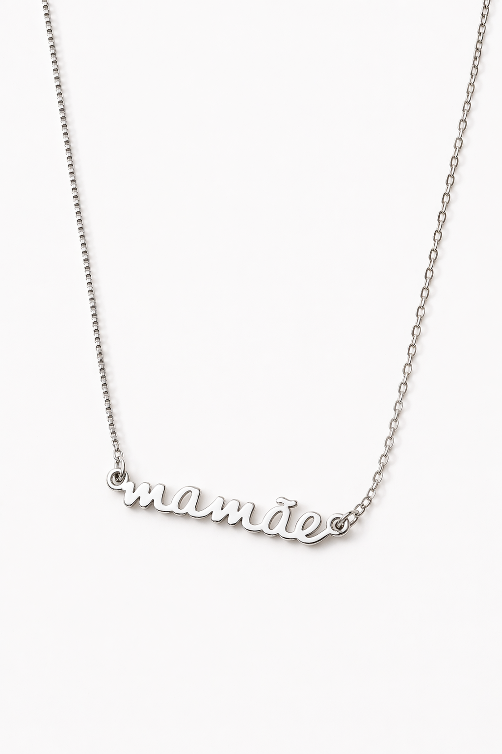 Colar Mamãe em Ródio Branco