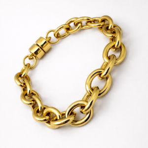 Pulseira Elos Médios Ovais Dourado 18K