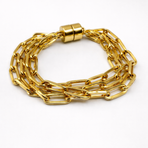 Pulseira Tripla Elos Tipo Cartier Dourado 18K
