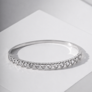 Bracelete Corações em Ródio Branco