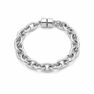 Pulseira Elos Pequenos Ovais Ródio Branco