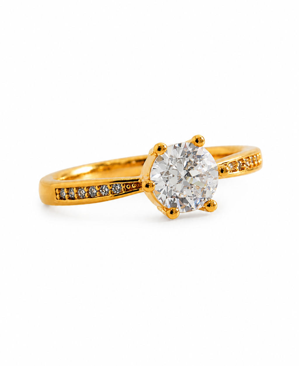Solitário micro zircônias Banhado a Ouro 18k