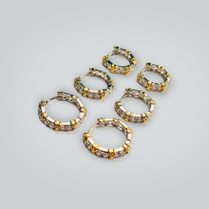 Trio de Brincos Argolas Inspiração Tiffany Zircônia Ródio Branco