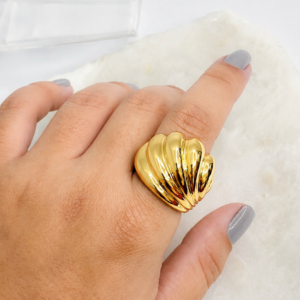 Anel Ondas Banhado a Ouro 18k