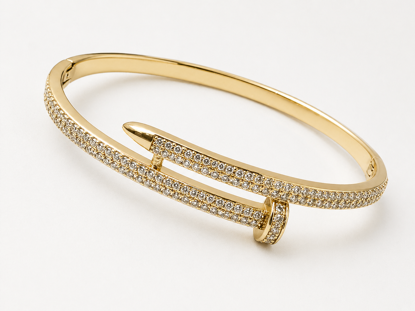 Bracelete Prego Cravejado Banhado a Ouro 18k