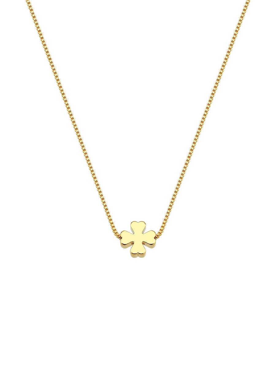 COLAR TREVO LISO BANHADO A OURO 18K