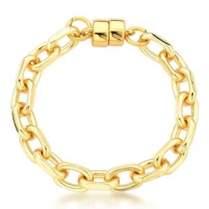 Pulseira Elos Médios Ovais Banhado a Ouro 18K