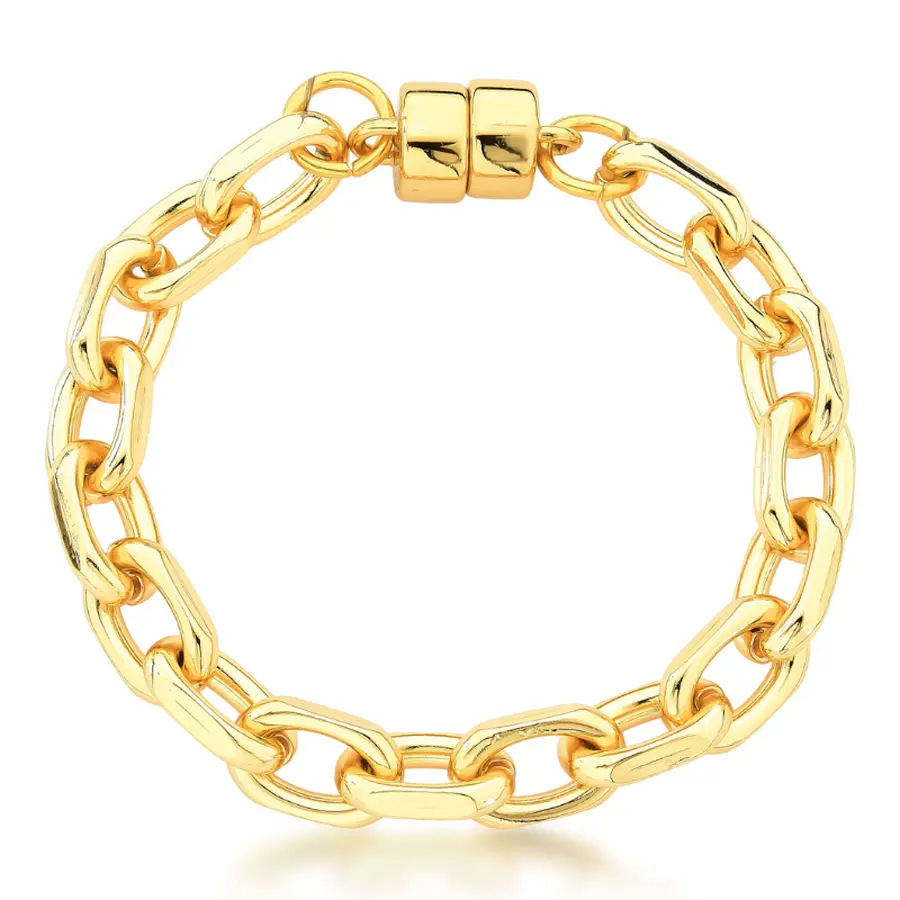 Pulseira Elos Médios Ovais Banhado a Ouro 18K