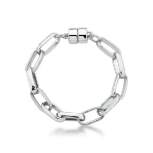 Pulseira Elos Alongados Ródio Branco