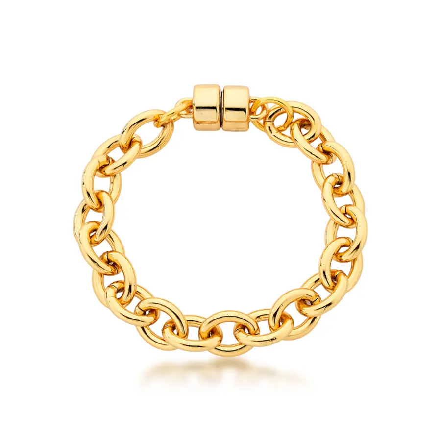 Pulseira Elos Pequenos Ovais Banhada a Ouro18K