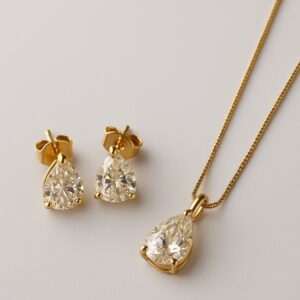 Conjunto Colar e Brinco Gota em Zircônia