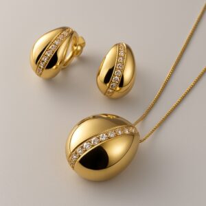 Conjunto Gota Fileira Cravejada Zircônia Dourado 18K Lámour
