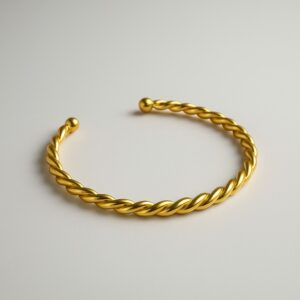 Bracelete Torcido com Abertura Dourado 18K