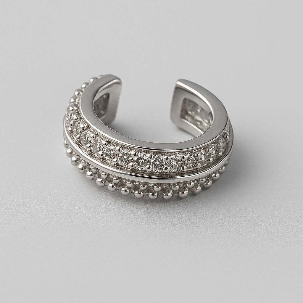 Piercing Fake Zircônia com Filete Ródio Branco