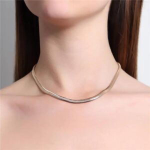 Choker Snake 5mm Ródio Branco