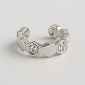 Piercing Fake Sextavado Intercalado Zircônia Ródio Branco