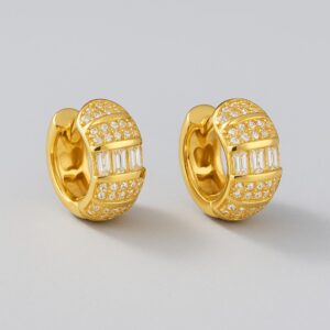 Trio de Argolas com Zircônias e Baguetes Cravejada