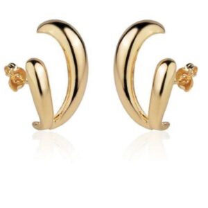 Brinco V Orgânico Dourado Ouro 18k