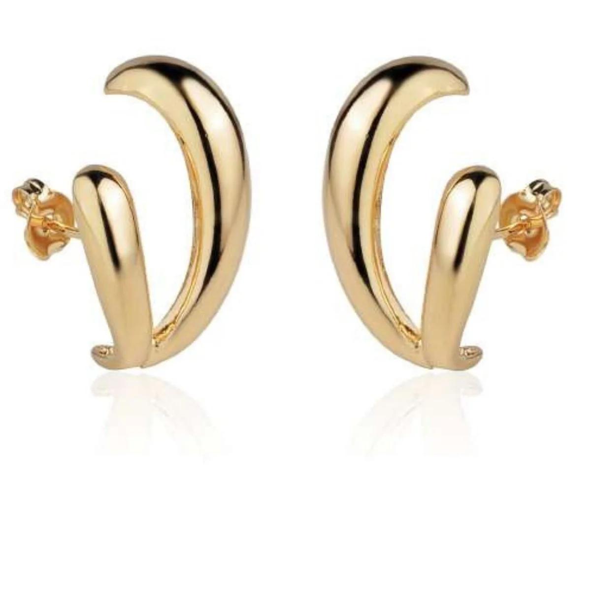 Brinco V Orgânico Dourado Ouro 18k